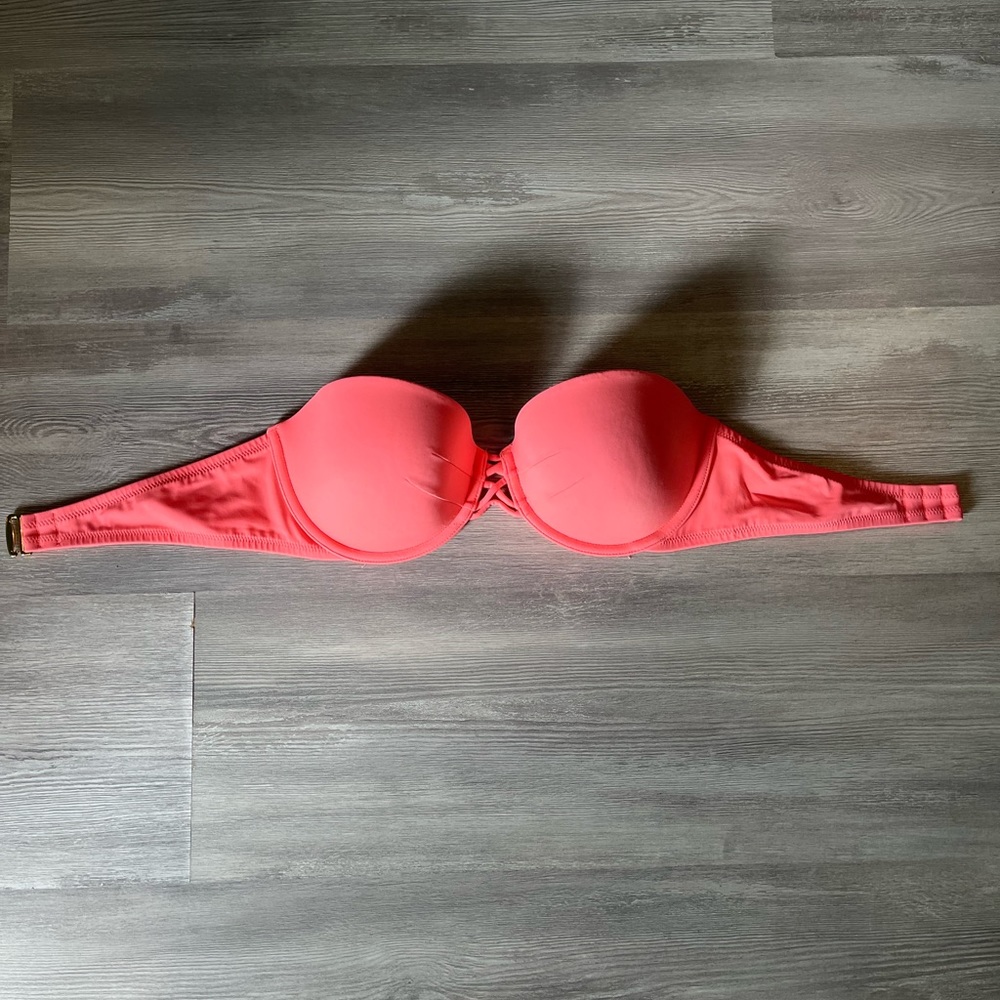 Victoria’s Secret neon coral bandeau bikini top 34D